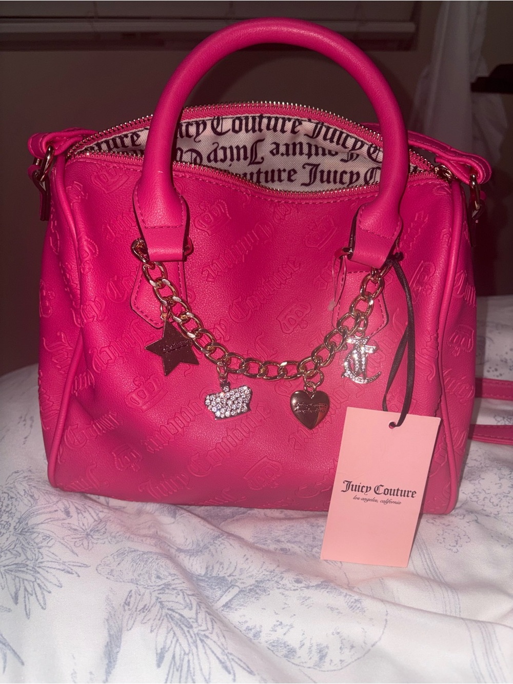 Juicy Couture Hot Pink Charm Satchel